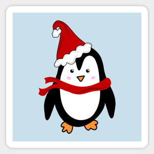 Festive Christmas Holiday Penguin with Santa Hat, made by EndlessEmporium Sticker